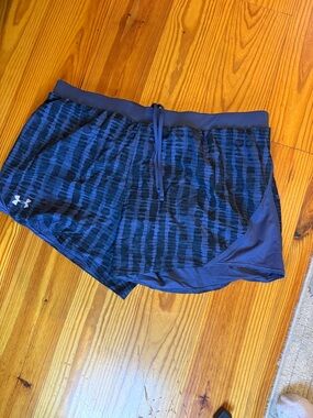 Under Armour Blue and Black Striped Running Shorts